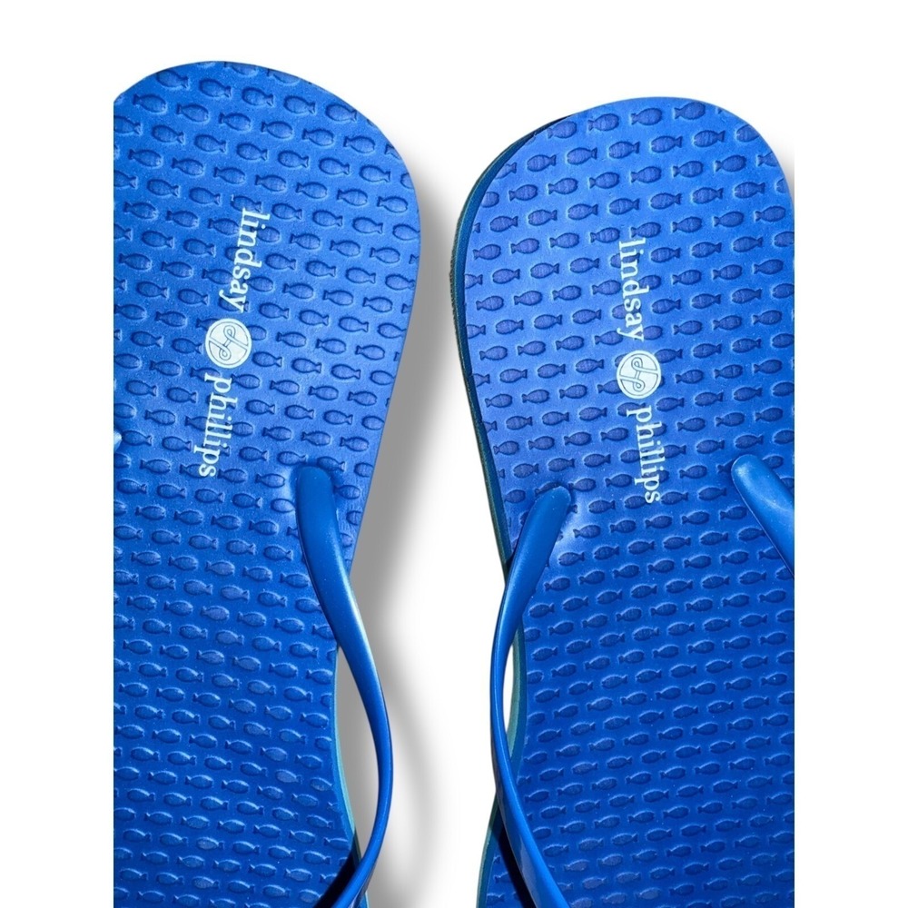 Lindsay Phillips Embellished Flip Flops Kelli Princess Blue Sz 10 sandals NEW - Picture 6 of 16